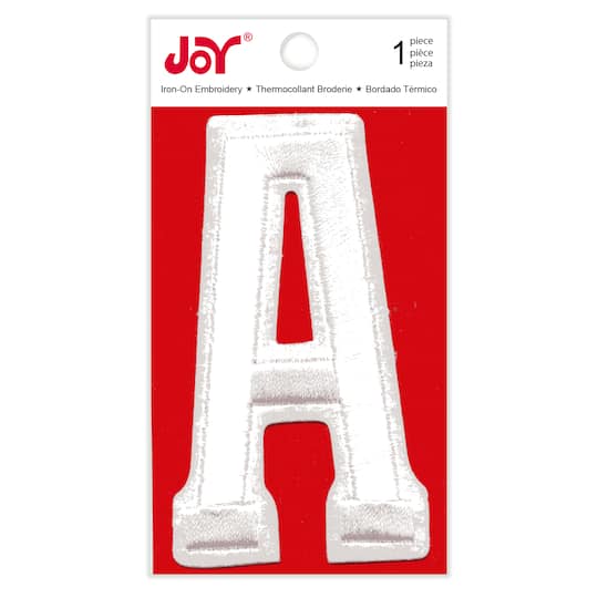 Joy® Varsity White Iron-On Embroidery Letter